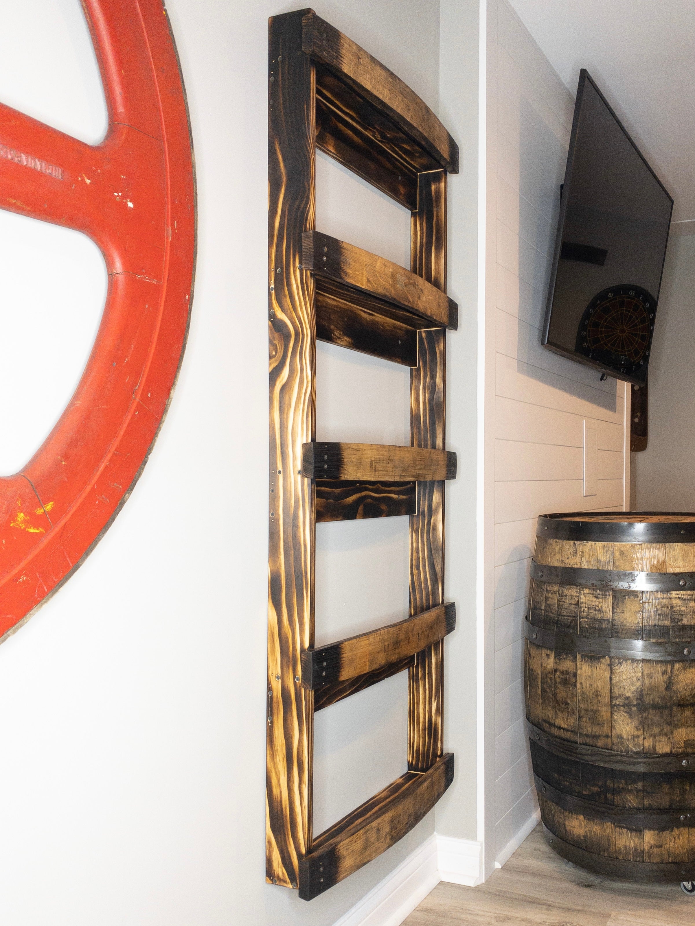 Torched 5-Tier Barrel Stave Shelf