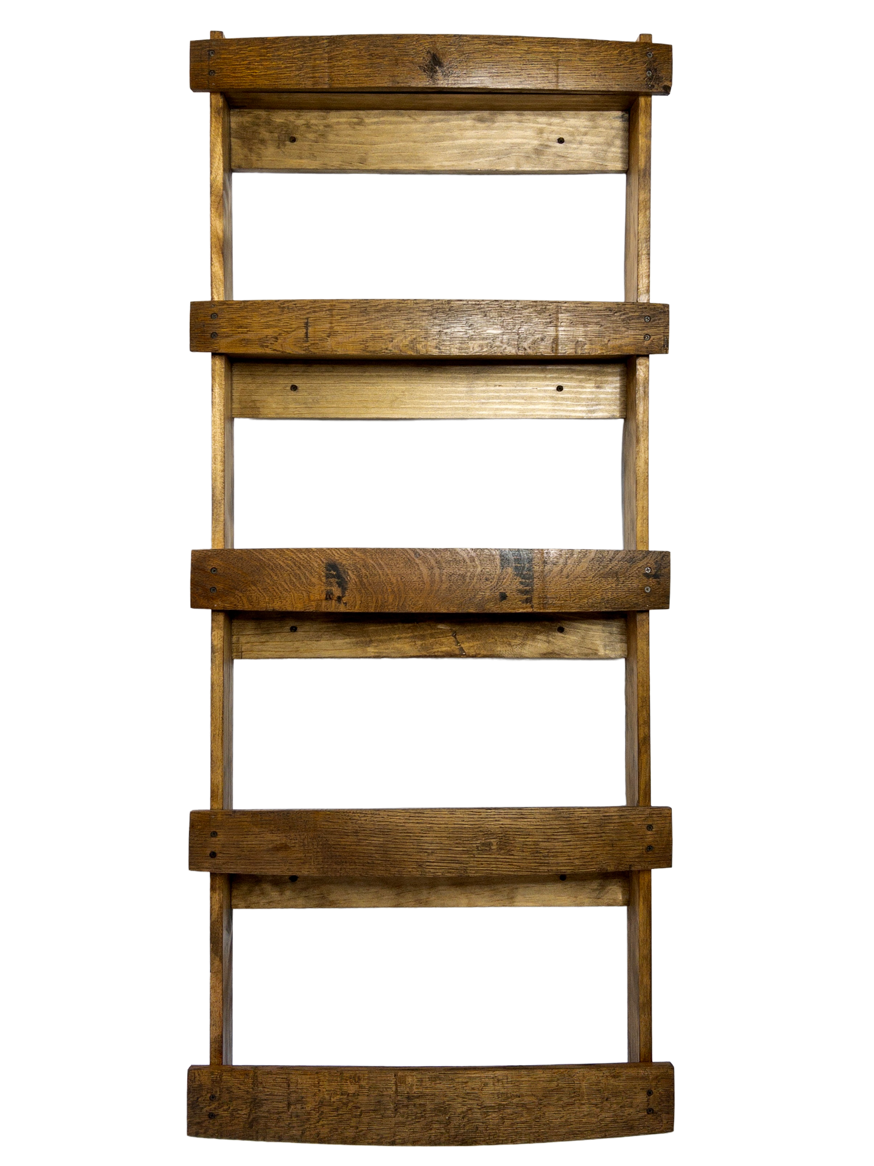 Dark Walnut 5 tier wooden bourbon whiskey barrel stave shelf